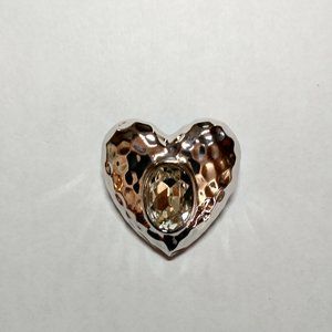 Brooch, silver with clear jewel insert